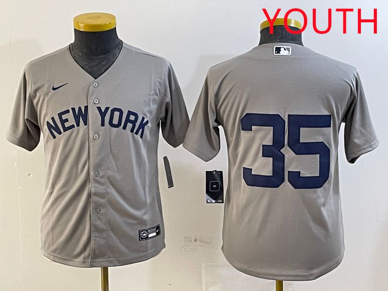 Youth New York Yankees #35 No Name Grey Game 2025 Nike MLB Jersey style 7->youth mlb jersey->Youth Jersey